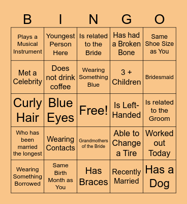 FIND THE GUEST Bingo Card