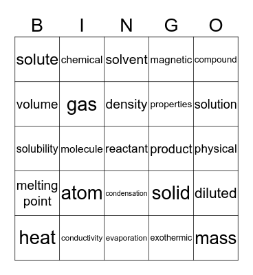 Matter Bingo Card