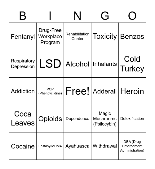 Dangerous Drugs Bingo Card