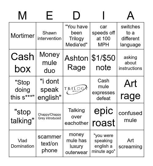 Trilogy Media Bingo Card