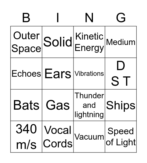 Sound Bingo Card