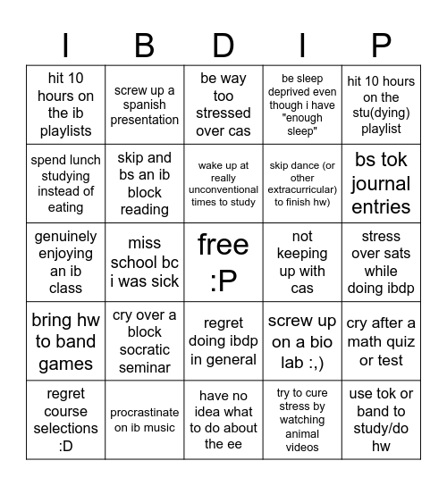 IB Bingo :P Bingo Card