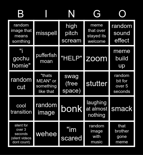 sentient bingo Card