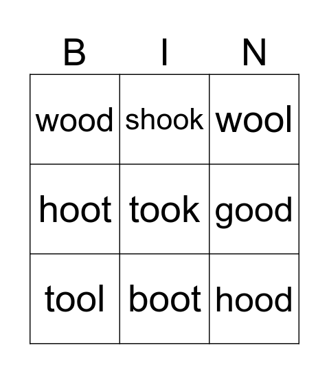 oo Bingo Card