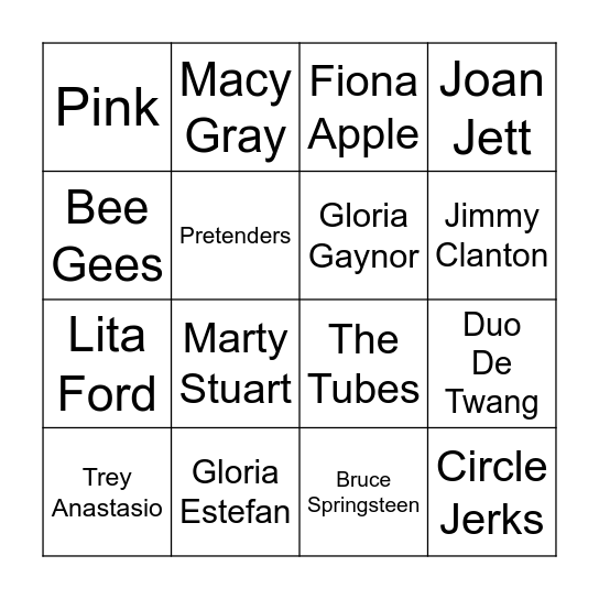 Boogie Down Bingo #1 Bingo Card