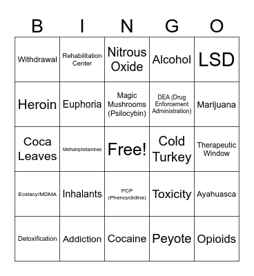 Dangerous Drugs Bingo Card
