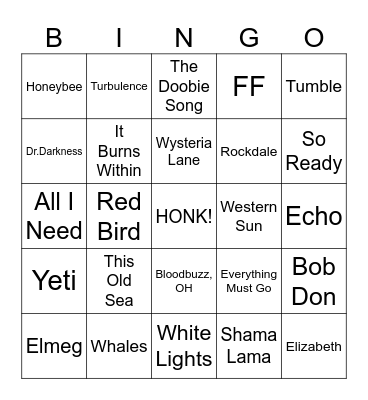 Bonni Shea 9/25-26 Bingo Card