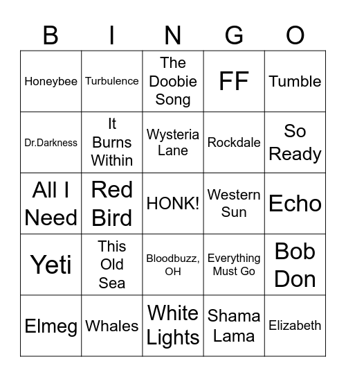 Bonni Shea 9/25-26 Bingo Card