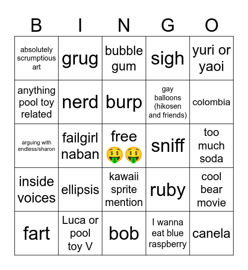 the kuma bingo 🤯🤯🤑 Bingo Card