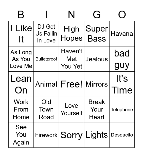 2010 Round 2 Bingo Card
