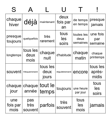 La fréquence Bingo Card