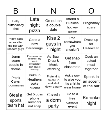 USask  Bingo Card