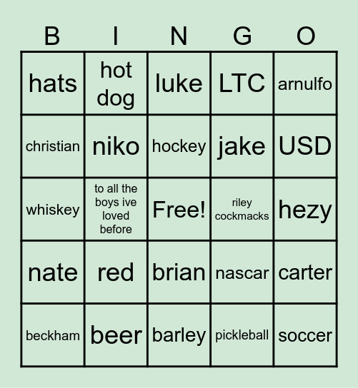 Niko Bingo Card