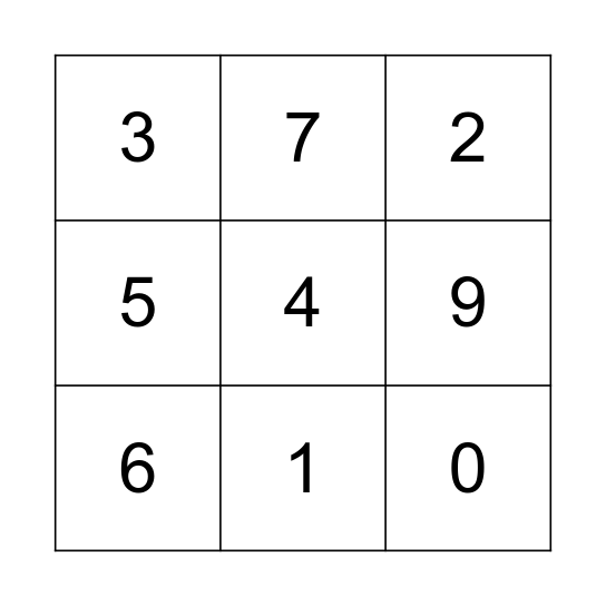Number Bingo Card