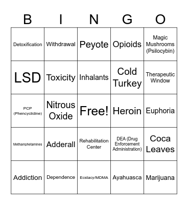 Dangerous Drugs Bingo Card
