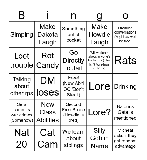 El Goblino Bingo Card