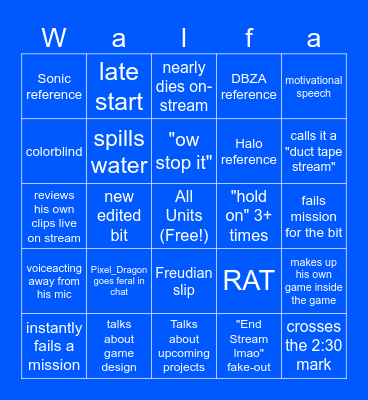 WalphaGames Bingo Card