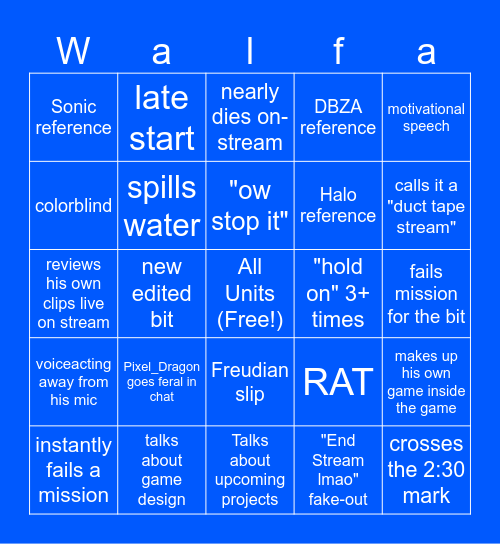 WalphaGames Bingo Card