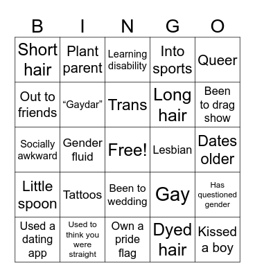 Identity Bingo Card