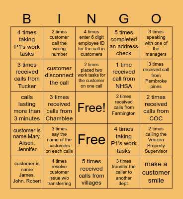 CSW -Team Services Bingo Card