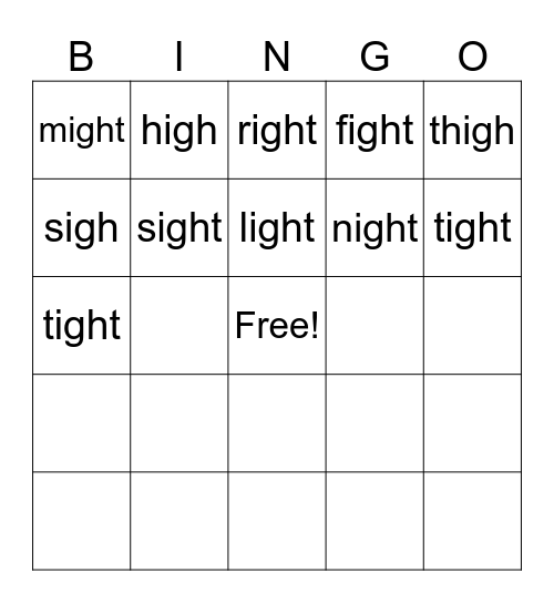Ight Sound Bingo Card ight-sound-bingo-card