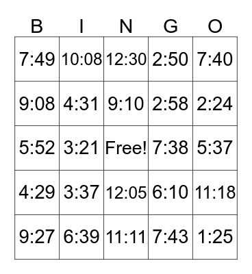 It's BINGO TIME! Bingo Card