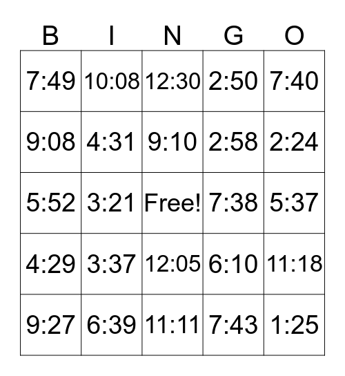 It's BINGO TIME! Bingo Card
