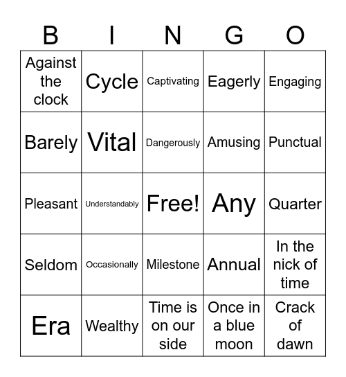 Chaker's Bingo! Bingo Card