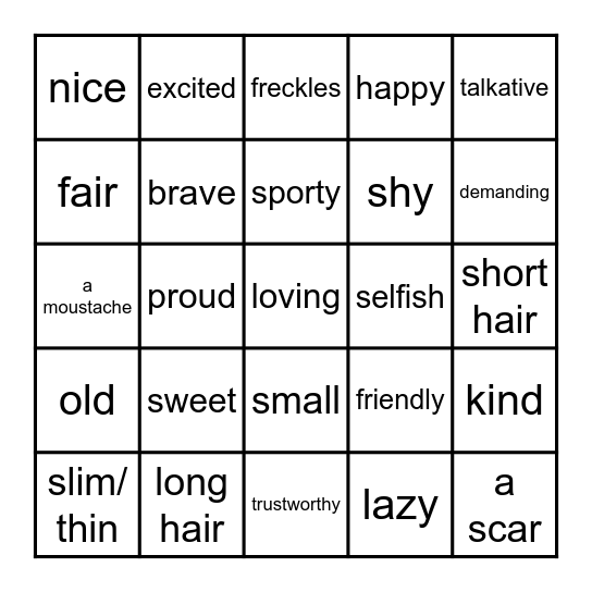 SP 12 ADJETIVOS Bingo Card