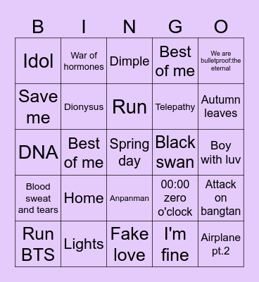 @tae_ji_sam Bingo Card