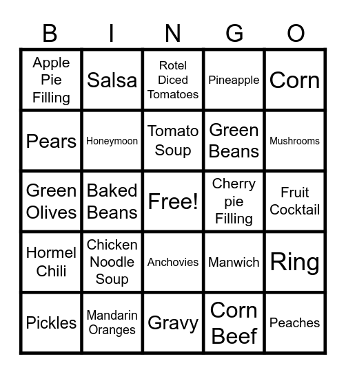 Fill their Pantry! Bingo Card