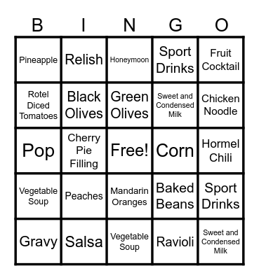 Fill Their Pantry Bingo Card