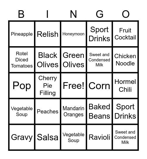 Fill Their Pantry Bingo Card