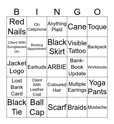 RBC CLIENT BINGO Card