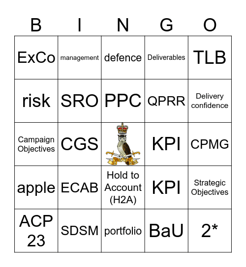 Management of Defence Buzzword Bingo Card