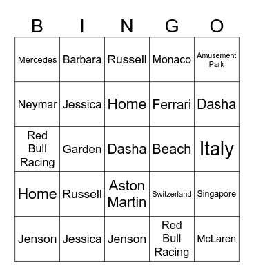 SELENA's Bingo Card