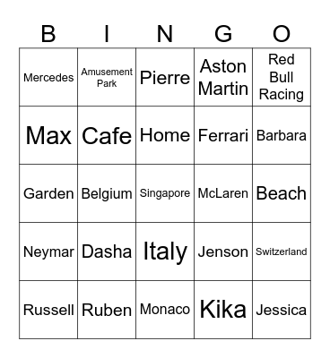 SELENA Bingo Card