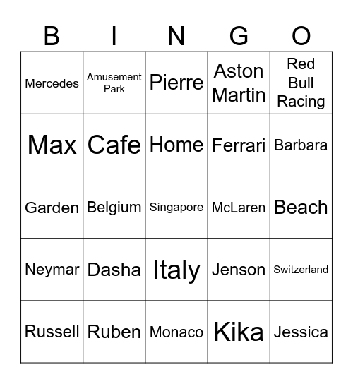 SELENA Bingo Card