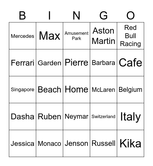 SELENA Bingo Card