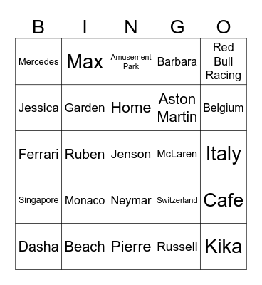 SELENA Bingo Card