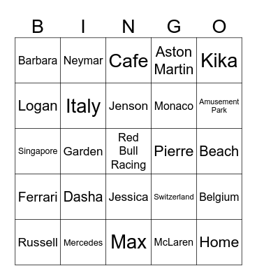 SELENA Bingo Card