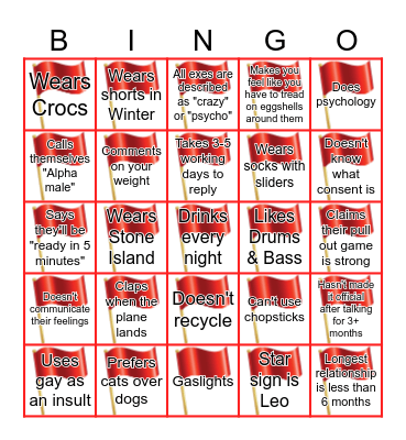 Red Flags Bingo Card