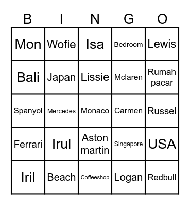 Bingo Maranello Bingo Card