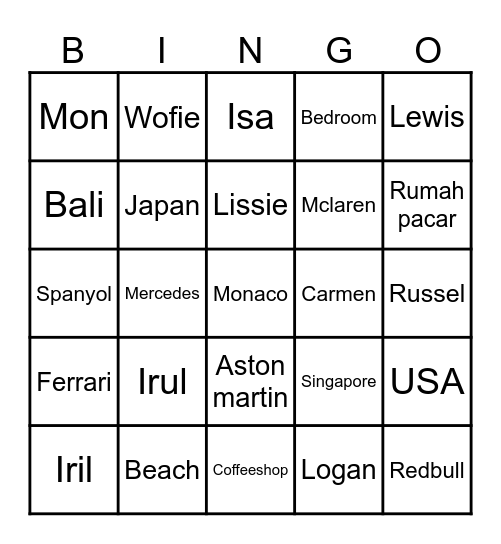 Bingo Maranello Bingo Card