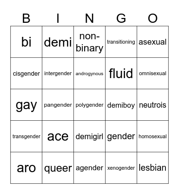 Pride Bingo Card