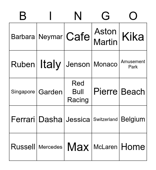 SELENA Bingo Card