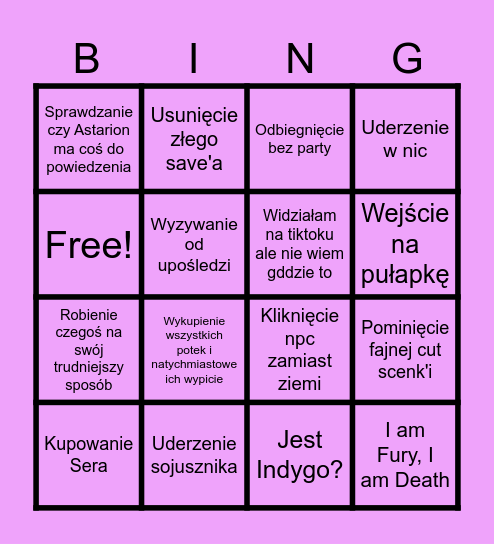 Bałdur Bingo Card