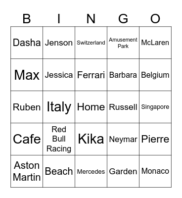 SELENA Bingo Card