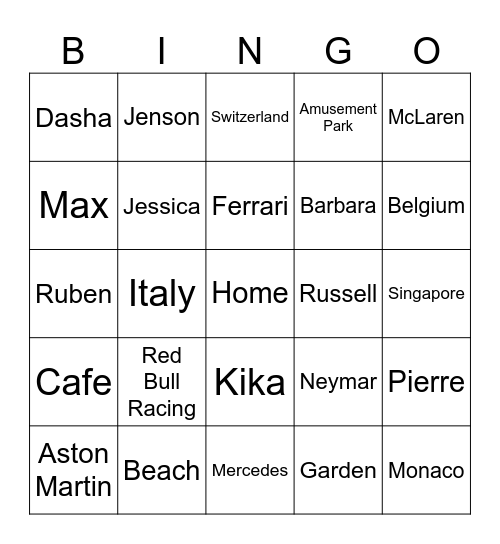SELENA Bingo Card