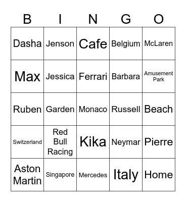 SELENA Bingo Card